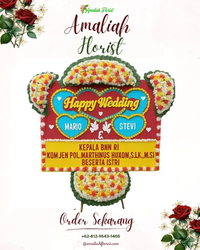 Karangan Papan Bunga Pernikahan di Harjawana